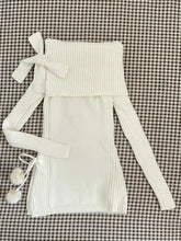 BXOXO Winter Kawaii Sweet 2 Piece Set Woman Off Shoulder Bow Knitted Tops + Mini Cake Skirt Female Korean Fashion Casual Suit 2025 New